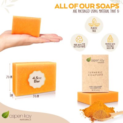 Turmeric Soap Bar for Body & Face - Made with Natural and Organic Ingredients. Gentle Soap ? For All Skin Types ? Made in USA 4.5oz Bar - Image 5