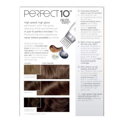 Clairol Nice'n Easy Perfect 10 Permanent Hair Dye, 6 Light Brown Hair Color, Pack of 2 - Image 4