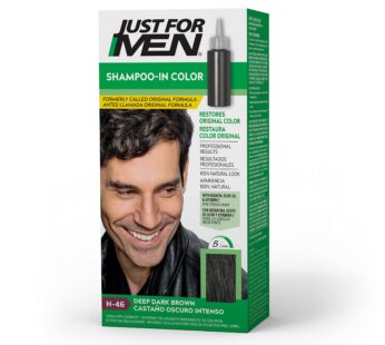 Just For Men Shampoo-In Color (Formerly Original Formula), Mens Hair Color with Keratin and Vitamin E for Stronger Hair – Deep Dark Brown, H-46, Pack of 1