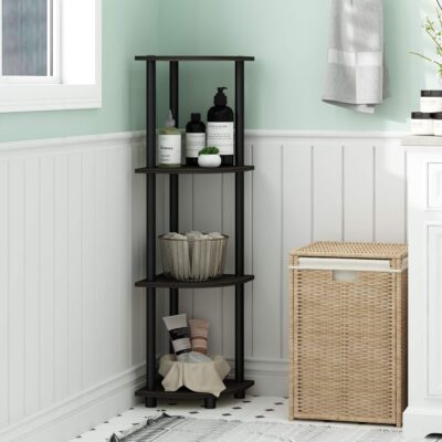 Furinno 12078EX/BK Turn-n-Tube Multipurpose 4-Tier Corner Shelf, Espresso/Black - Image 7