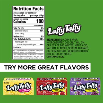Laffy Taffy Candy, Stretchy and Tangy, Watermelon Flavor, 1.5 Ounce Bars (Pack of 24) - Image 6