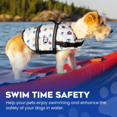 Paws Aboard Dog Life Jacket - Keep Your Canine Safe with a Nylon Life Vest - Designer Life Jackets - Perfect for Swimming and Boating - Nautical Dog, Small - Image 6
