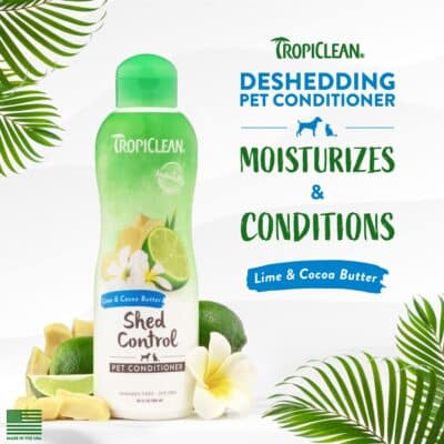 TropiClean Lime & Cocoa Butter Shedding Control Dog Conditioner| Pet Conditioner Derived from Natural Ingredients | Cat Friendly | Made in USA | 20 oz - Image 2