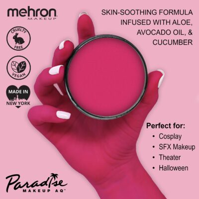 Mehron Makeup Paradise Makeup AQ Pro Size | Stage & Screen, Face & Body Painting, Special FX, Beauty, Cosplay, and Halloween | Water Activated Face Paint & Body Paint 1.4 oz (40 g) (Dark Pink) - Image 2