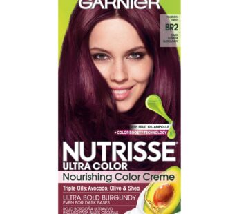 Garnier Nutrisse Ultra Color Nourishing Permanent Hair Color Cream, BR2 Dark Intense Burgundy (1 Kit) Red Hair Dye (Packaging May Vary), 1 Count