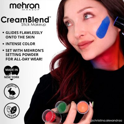 Mehron Makeup CreamBlend Stick | Face Paint, Body Paint, & Foundation Cream Makeup | Body Paint Stick .75 oz (21 g) (Green) - Image 6