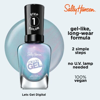 Sally Hansen Miracle Gel?, Lets Get Digtl, Long Lasting, Gel-Like Formula, No UV Lamp Needed, Blue Nail Polish - Image 4