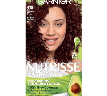 Garnier Hair Color Nutrisse Nourishing Creme, 415 Soft Mahogany Brown (Raspberry Truffle) Permanent Hair Dye, 1 Count (Packaging May Vary)