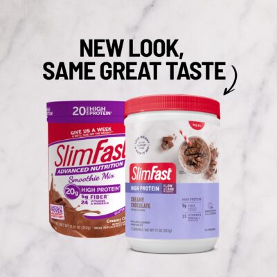 SlimFast High Protein Meal Replacement Shake Powder, Advanced Nutrition Smoothie Mix, Digestive Support, Gluten Free, Creamy Chocolate, 20g of Protein, 24 Servings (Packaging May Vary) - Image 5