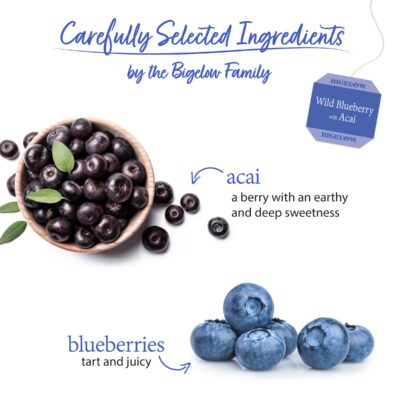 Bigelow Tea Wild Blueberry with Acai Herbal Tea, Caffeinated Tea with Blueberry and Acai, 20 Count Box, (Pack of 6), 120 Total Tea Bags - Image 3