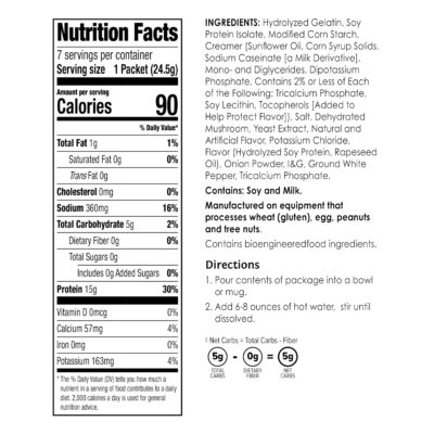 BariWise Protein Soup Mix, Cream of Mushroom - 90 Calories, 5g Net Carbs, 15 Protein (7ct) - Image 4
