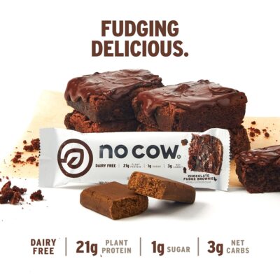 No Cow High Protein Bars, Chocolate Fudge Brownie - Healthy Snacks, 20g Vegan Protein, High Fiber, Low Sugar, Keto Friendly, Dairy & Gluten Free (12 Count) - Image 2