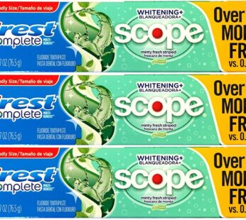 Crest Complete Multi-Benefit Whitening + Scope Minty Fresh Flavor Toothpaste 2.7 Oz, Pack of 3