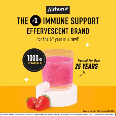 Airborne 1000mg Vitamin C with Zinc, SUGAR FREE Effervescent Tablets, Immune Support Supplement with Powerful Antioxidants Vitamins A C & E - 30 Fizzy Drink Tablets, Very Berry Flavor - Image 8