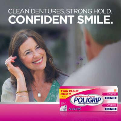 Super Poligrip Original Formula Zinc Free Denture and Partials Adhesive Cream, 2.4 ounce (Twin Pack) - Image 8