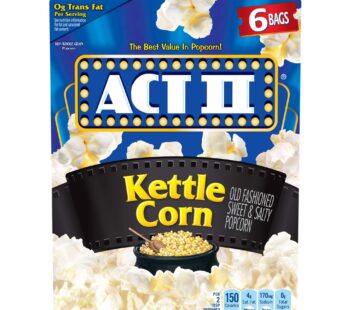 ACT II Kettle Corn Microwave Popcorn Bags, 6-Count (Pack of 6)