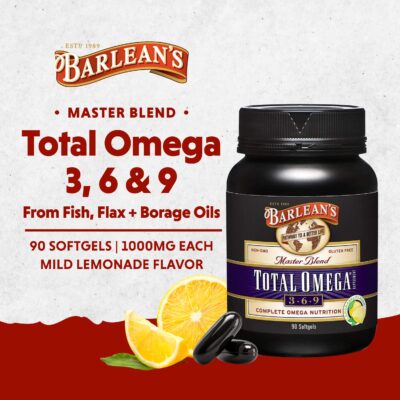 Barlean's Total Omega 3 6 9 Fish Oil Supplement Softgels Blended with Borage and Flaxseed Oil, 1,000 mg Omegas ALA, EPA, DHA and GLA for Joint Support Supplements and Heart Health, 90 Count - Image 2