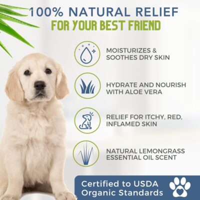 4-Legger Certified Organic Dog Shampoo - All Natural and Hypoallergenic with Aloe and Lemongrass, Soothing for Normal, Dry, Itchy or Allergy Sensitive Skin - Biodegradable - Made in USA - 16 oz - Image 3