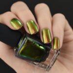 ILNP Highline - Pale Gold, Pinkish Bronze, Light Green Ultra Chrome Color Shifting Nail Polish - Image 2