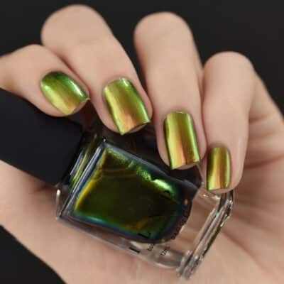 ILNP Highline - Pale Gold, Pinkish Bronze, Light Green Ultra Chrome Color Shifting Nail Polish - Image 2