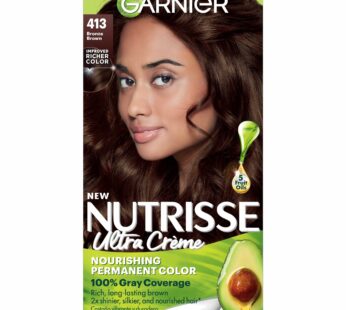 Garnier Hair Color Nutrisse Nourishing Creme, 413 Bronze Brown (Bronze Sugar) Permanent Hair Dye, 1 Count (Packaging May Vary)