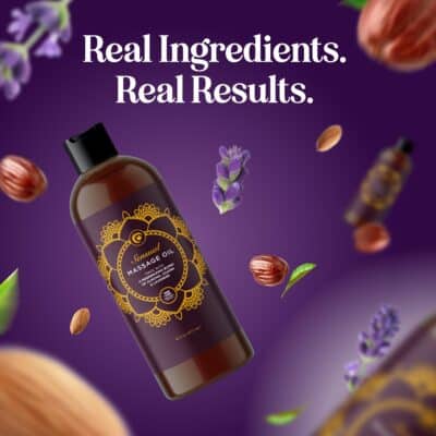 Aromatherapy Sensual Massage Oil for Couples - Relaxing Full Body Massage Oil for Date Night with Sweet Almond Oil - Vegan Lavender Massage Oil for Massage Therapy Smooth Gliding Formula 16 Fl Oz - Image 8