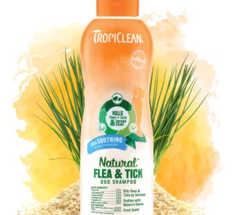 TropiClean Soothing Natural Flea and Tick Dog Shampoo | Natural Flea and Tick Prevention for Dogs | Made in the USA | 20oz