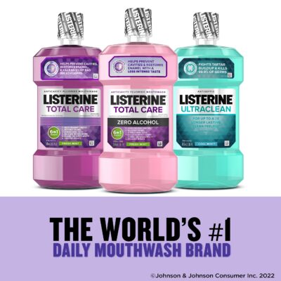 Listerine Total Care Zero Alcohol Anticavity Mouthwash, Bad Breath Treatment, Alcohol Free Mouthwash for Adults; Fresh Mint Flavor, 1 L (Pack of 2) - Image 6