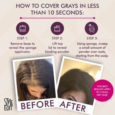 Root Touch Up Powder for Medium Brown Hair by Style Edit | Cover Up Hair Color for Grays and Roots Coverage|Root Concealer for Medium Brown Hair | Mineral Infused Binding Hairline Powder|0.13 oz. Tub - Image 5