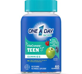 One A Day Teen for Him Multivitamin Gummies, Gummy Multivitamins with Vitamin A, C, D, E and Zinc for Immune Health Support, Physical Energy & more, 60 Count