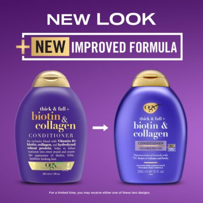 OGX Thick & Full + Biotin & Collagen Volumizing Conditioner, Nutrient-Infused Conditioner with Vitamin B7 Biotin Gives Hair Volume & Body for 72+ Hours, Sulfate-Free Surfactants, 13 fl. Oz - Image 2