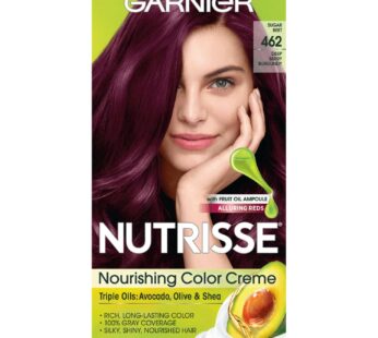 Garnier Hair Color Nutrisse Nourishing Creme, 462 Dark Berry Burgundy (Sugar Beet) Red Permanent Hair Dye, 1 Count (Packaging May Vary)