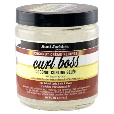 Aunt Jackie's Coconut Cr?me Recipes Curl Boss Coconut Curling Hair Gel for Naural Curls, Coils and Waves, 15 oz