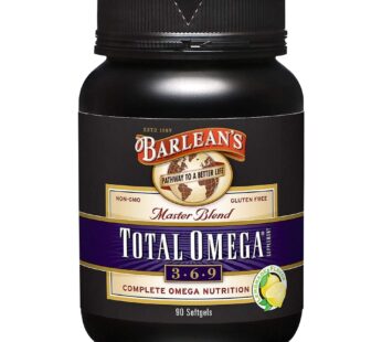 Barlean’s Total Omega 3 6 9 Fish Oil Supplement Softgels Blended with Borage and Flaxseed Oil, 1,000 mg Omegas ALA, EPA, DHA and GLA for Joint Support Supplements and Heart Health, 90 Count