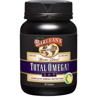 Barlean's Total Omega 3 6 9 Fish Oil Supplement Softgels Blended with Borage and Flaxseed Oil, 1,000 mg Omegas ALA, EPA, DHA and GLA for Joint Support Supplements and Heart Health, 90 Count