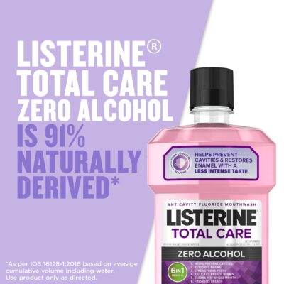 Listerine Total Care Zero Alcohol Anticavity Mouthwash, Bad Breath Treatment, Alcohol Free Mouthwash for Adults; Fresh Mint Flavor, 1 L (Pack of 2) - Image 3