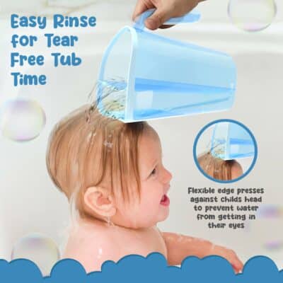 Shampoo Rinse Cup for Kids | Baby Bath Pail | Tear Free Baby Rinser Pail - Three Color Choices - Image 3
