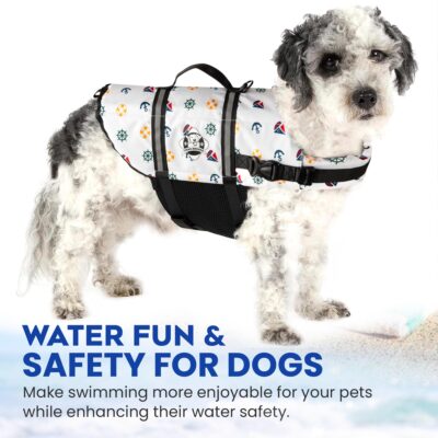 Paws Aboard Dog Life Jacket - Keep Your Canine Safe with a Nylon Life Vest - Designer Life Jackets - Perfect for Swimming and Boating - Nautical Dog, Small - Image 8