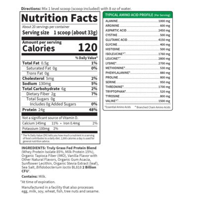 Garden of Life SPORT Whey Protein Powder Vanilla., Premium Grass Fed Whey Protein Isolate plus Probiotics for Immune System Health, 24g Protein, Non GMO, Gluten Free., Cold Processed - 20 Servings - Image 6