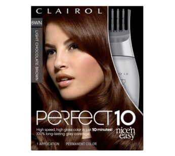 Clairol Nice’n Easy Perfect 10 Permanent Hair Dye, 6WN Light Chocolate Brown Hair Color, Pack of 1