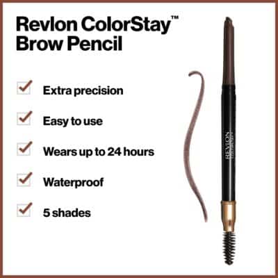 Revlon ColorStay Eyebrow Pencil with Spoolie Brush, Waterproof, Longwearing, Angled Tip Applicator for Perfect Brows, 220 Dark Brown, 0.021 oz - Image 2