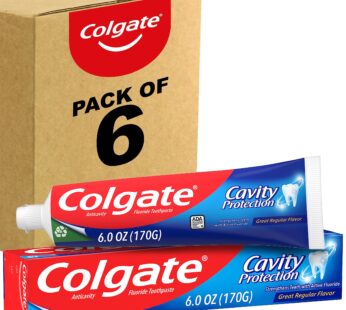 Colgate Cavity Protection Toothpaste with Fluoride, Great Regular Flavor, 6 Ounce (Pack of 6)