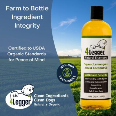 4-Legger Certified Organic Dog Shampoo - All Natural and Hypoallergenic with Aloe and Lemongrass, Soothing for Normal, Dry, Itchy or Allergy Sensitive Skin - Biodegradable - Made in USA - 16 oz - Image 6