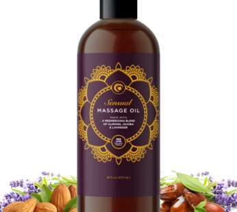 Aromatherapy Sensual Massage Oil for Couples – Relaxing Full Body Massage Oil for Date Night with Sweet Almond Oil – Vegan Lavender Massage Oil for Massage Therapy Smooth Gliding Formula 16 Fl Oz