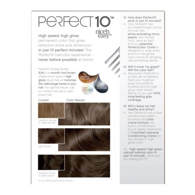 Clairol Nice'n Easy Perfect 10 Permanent Hair Dye, 6.5A Lightest Cool Brown Hair Color, Pack of 2 - Image 4