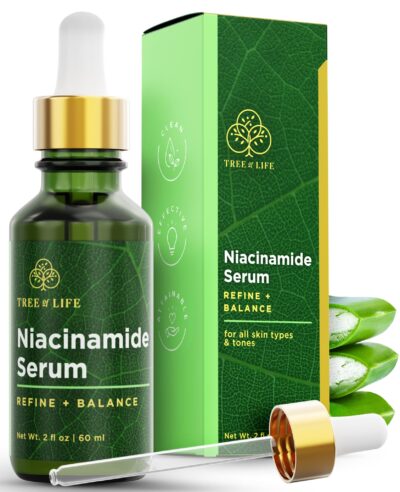 Tree of Life Niacinamide Vitamin B3 Serum, Hydrating Face Oil for Dark and Age Spots, Tightens Pores, Facial Serums for Sensitive Skin Care with Hyaluronic Acid and Vitamin E, 2 Fl Oz