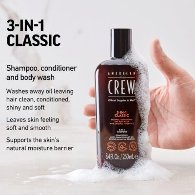 American Crew Shampoo, Conditioner & Body Wash for Men, 3-in-1, 8.4 Fl Oz - Image 4