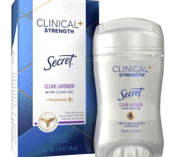 Secret Clinical Strength Clear Gel Antiperspirant and Deodorant, Clean Lavender, 1.6 oz (Pack of 12)