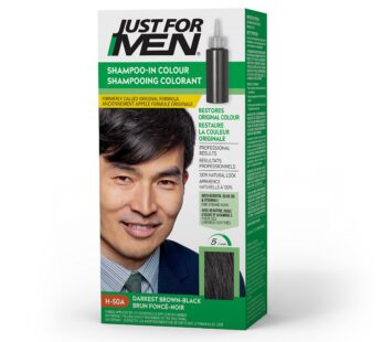 Just For Men Shampoo-In Color (Formerly Original Formula), Mens Hair Color with Keratin and Vitamin E for Stronger Hair – Darkest Brown-Black, H-50A, Pack of 1