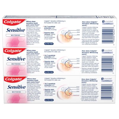 Colgate Whitening Toothpaste for Sensitive Teeth, Enamel Repair and Cavity Protection, Fresh Mint Gel, 6 Oz (Pack of 3) - Image 3